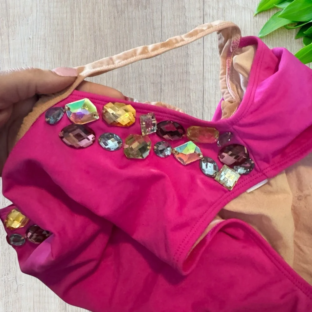 ASOS Swim rhinestone bikini set (top large, bottoms 12 and 14 included)